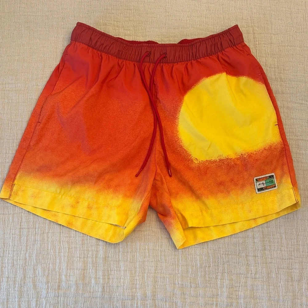 EUC! TOMMY HILFIGER Th X Andy Warhol 7" Sunset Swim Trunk Warhol Sun, sz M - Picture 2 of 11